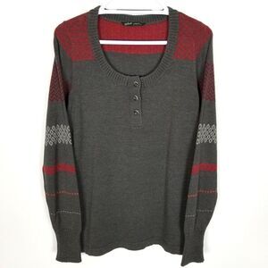 Woolrich Women  Avalanche Henley Tunic Sweater Size L Cotton Acrylic Gray